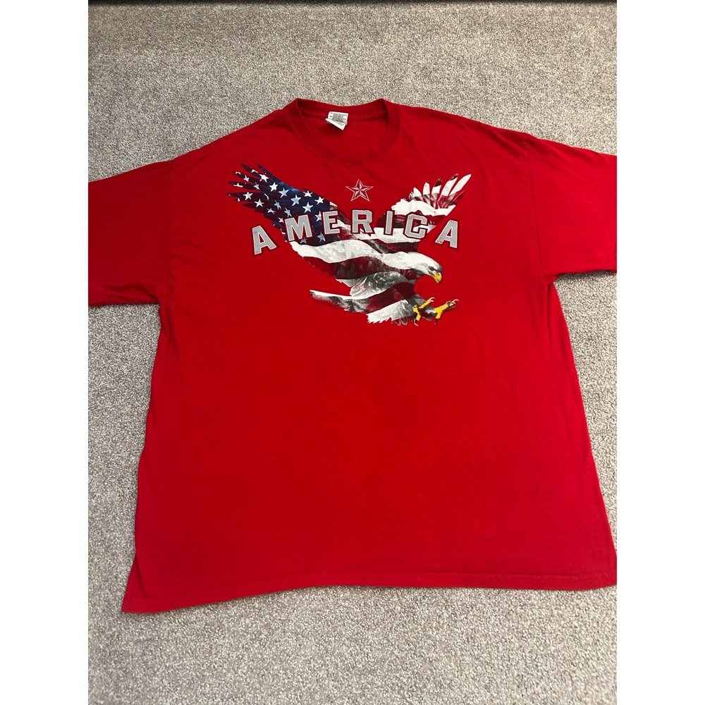 VTG America Eagle T-Shirt Mens XL Red Excellent Graphic Flag Tee